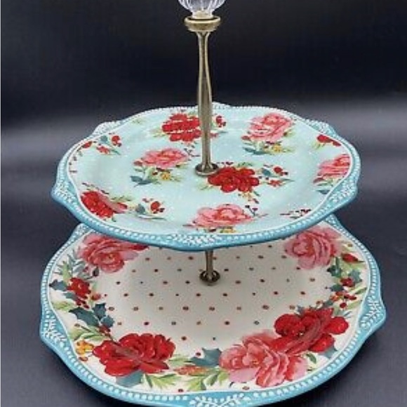🌺 New Pioneer Woman Cheerful Rose 2 Tier Serving Trays - Holiday Serveware - Picture 5 of 8